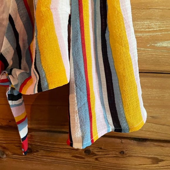 DO+BE Multicolored rainbow striped front tie crop top Small - Picture 5 of 6